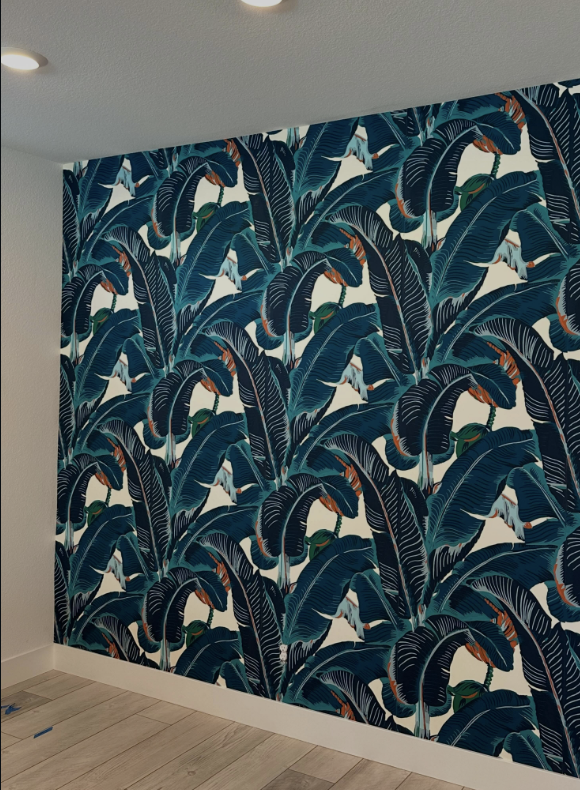 Banana leaf accent wall
